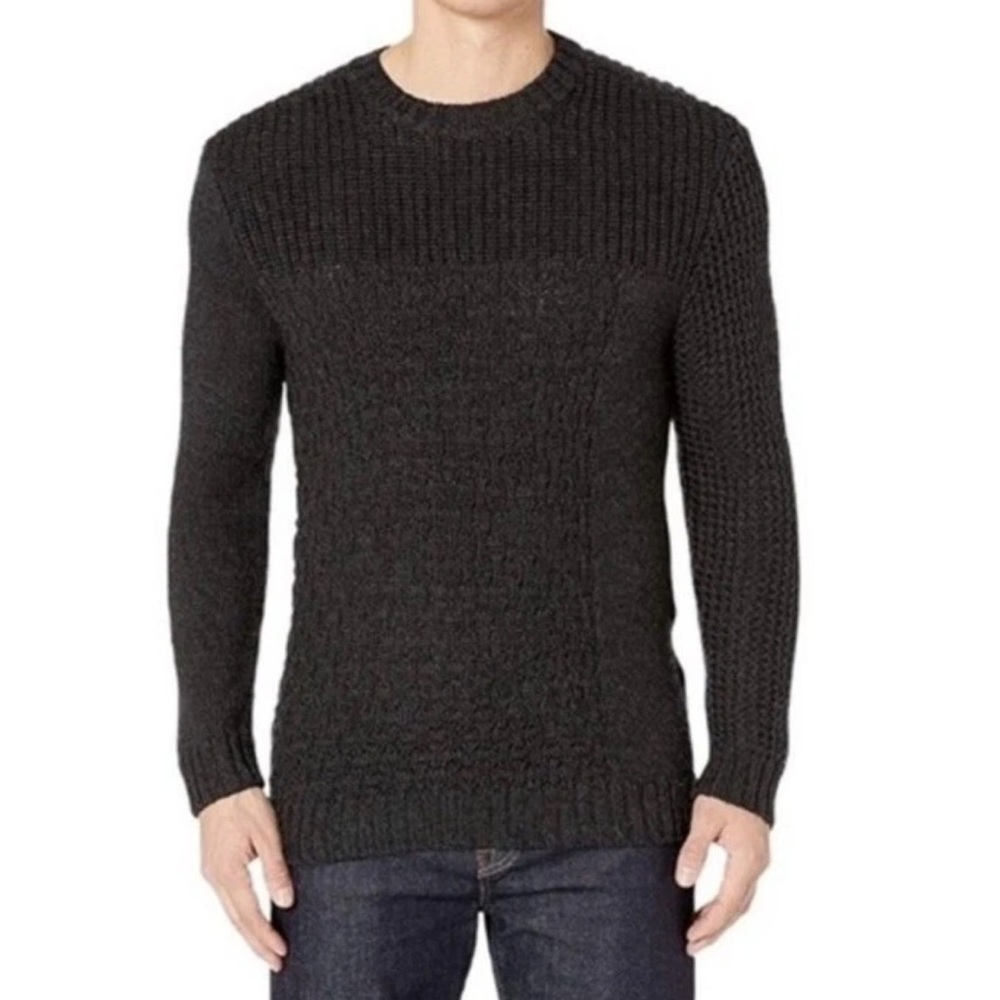 BALDWIN MEN DARK GRAY TIERNEY CREW NECK 100% MERINO WOOL SWEATER